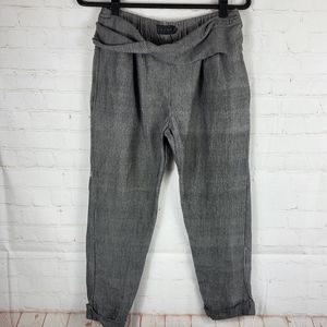 Hatch Maternity The Ipek Front Twist Gathered Waist Tweed Crop Pants Gray Small